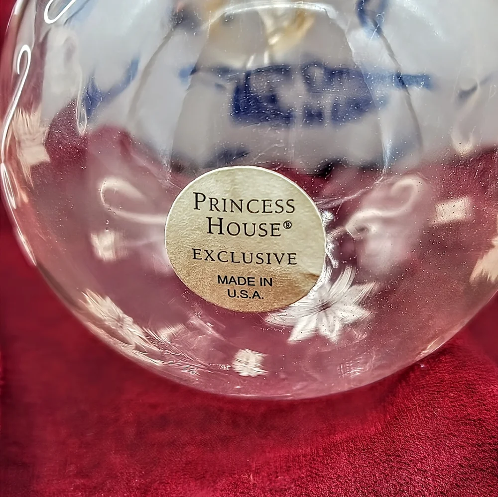 Princess House 2001 Crystal Ornament Etched Star Swirl Design w/ Box USA Vintage